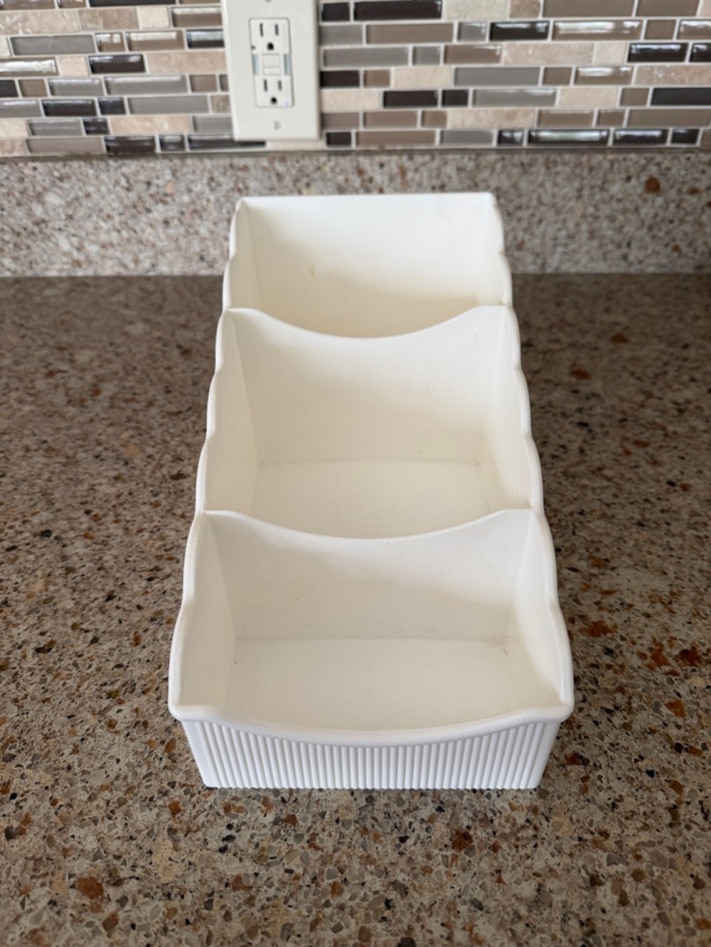 White 3-Compartment Countertop Organizer